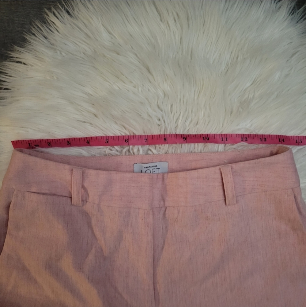 LOFT Pink Heathered Wool Blend wide leg trouser size 4 - Picture 7 of 12